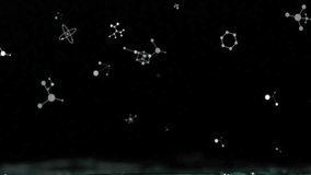 Animation of white molecules moving on black background. Science, light, colour and movement concept digitally generated video. - Powered by Shutterstock - Get 15% off with code: PIKWIZARD15