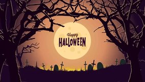 A vibrant Happy Halloween animation background featuring festive pumpkins, spooky ghosts, bats, and colorful text. Perfect for holiday greetings and Halloween-themed projects - Powered by Shutterstock - Get 15% off with code: PIKWIZARD15