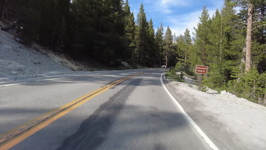 Yosemite Tioga Road 4 Tuolumne Meadow to Entrance 04 Front View Driving Plate California USA World Heritage Site