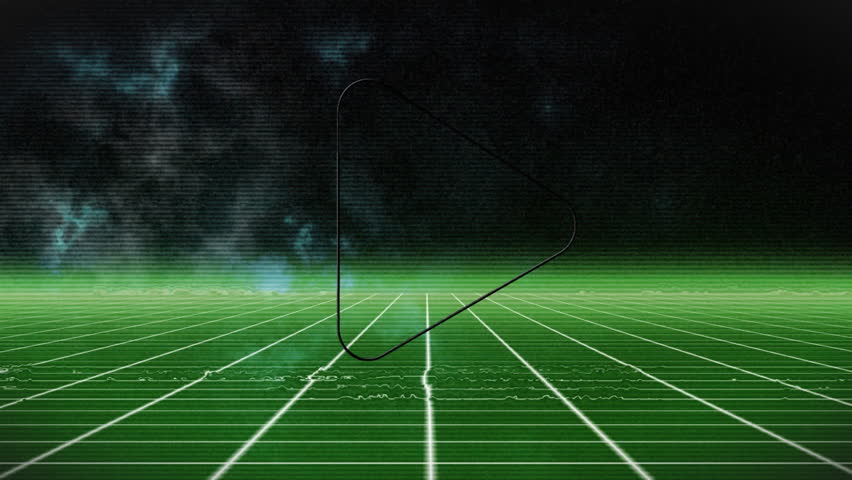 Animation of green neon play triangle over green grid and smoke on dark background. Connection, network, digital interface and communication, digitally generated video. - Powered by Shutterstock - Get 15% off with code: PIKWIZARD15