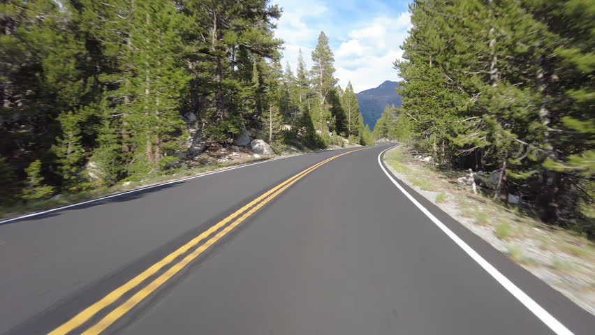 Yosemite Tioga Road 4 Tuolumne Meadow to Entrance 06 Front View Driving Plate California USA World Heritage Site