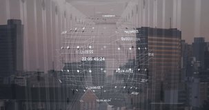 Animation of globe and digital data processing over cityscape. Global connections, computing and data processing concept digitally generated video. - Powered by Shutterstock - Get 15% off with code: PIKWIZARD15