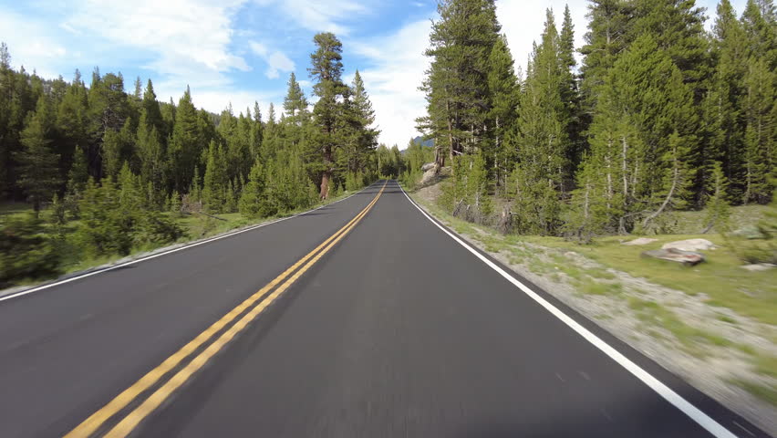 Yosemite Tioga Road 4 Tuolumne Meadow to Entrance 07 Front View Driving Plate California USA World Heritage Site