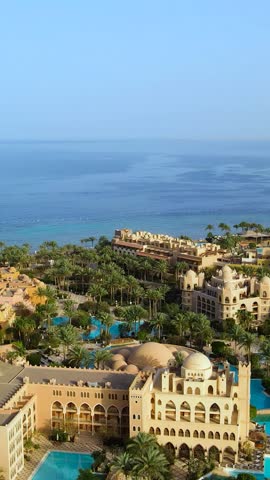 Aerial view of Hurghada beach resort town by the Red Sea
