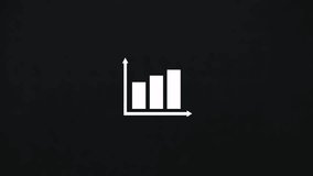 Animation of white bar graph icon processing data on black background. Connection, network, data, processing, loading, digital interface and communication, digitally generated video. - Powered by Shutterstock - Get 15% off with code: PIKWIZARD15