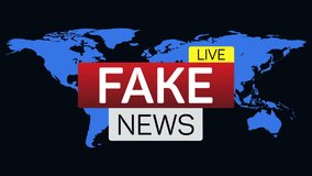 Animation of fake news text over world map and data processing. Global news, media and data processing concept digitally generated video. 3D Illustration - Powered by Shutterstock - Get 15% off with code: PIKWIZARD15