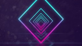 Animation of colourful neon line squares and diamond tunnel moving on dark background. Connection, data, processing, energy, light, digital interface and communication, digitally generated video. - Powered by Shutterstock - Get 15% off with code: PIKWIZARD15