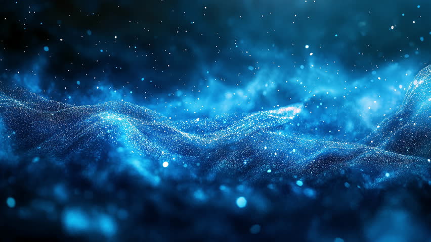 abstract blue glitter background shining stars golden sparkles cg animation video loop