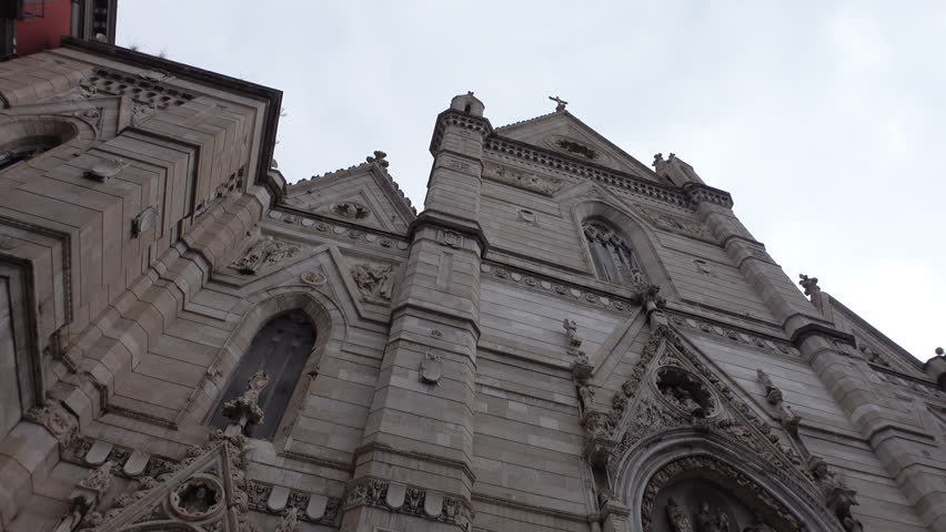 Façade of Duomo cathedral in Napoli, religion and travel in Italy
