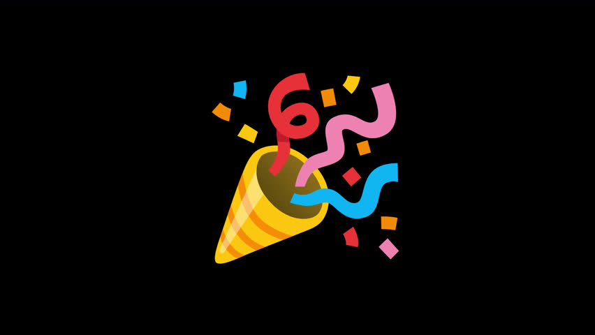 Party-Popper, cute animated emoji. 4K Animation with a transparent background.