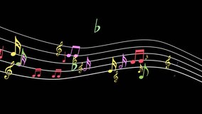 multi colored music notes on musical stave - motion graphics loop background with alpha channel - Powered by Shutterstock - Get 15% off with code: PIKWIZARD15