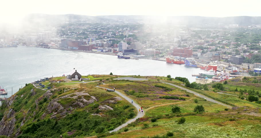 Scenic view of Signal Hill National Historic Site with cityscape of St. John