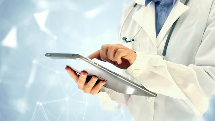 A healthcare professional using a tablet with a digital network background, symbolizing the integration of technology and medical data in a modern healthcare setting. - Powered by Shutterstock - Get 15% off with code: PIKWIZARD15