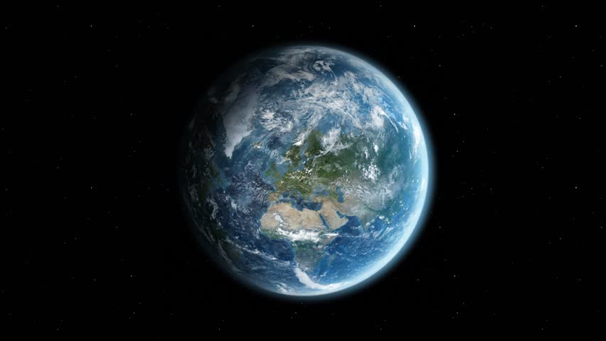 Zoom from Earth to United Kingdom - UK. (No Border) World map animation with highlighted borders of countries.
