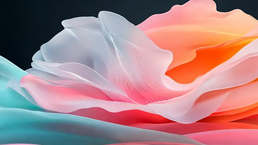 Colorful abstract sculpture in a tranquil setting showcasing flowing shapes and organic forms during daylight hours