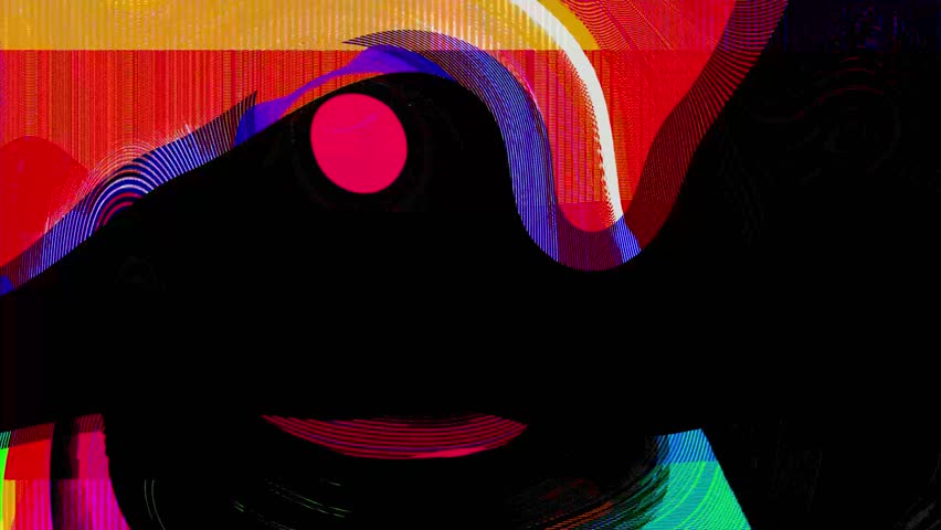 Multicolored morphing shapes visual loop animation, psychedelic colorful moire pattern motion graphics.