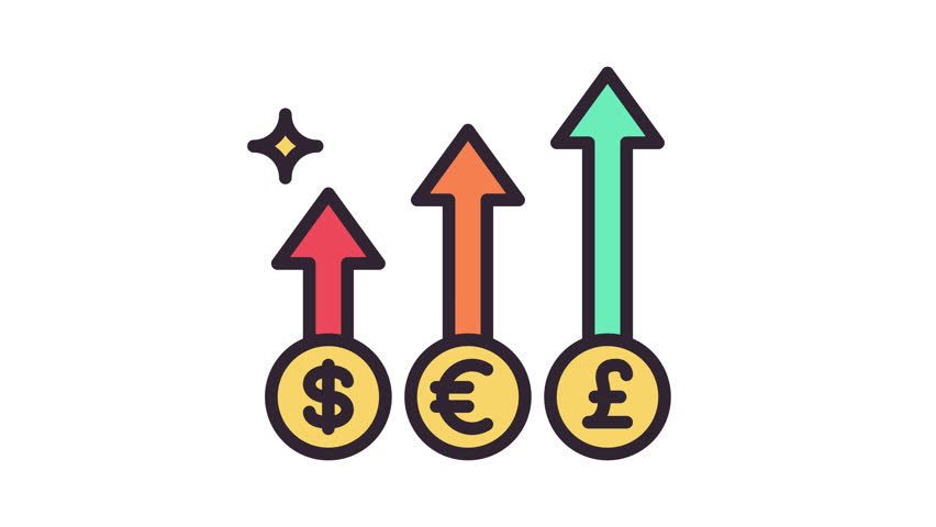 Currency Coin Growth Animated Icon. Alpha Channel 4K Resolution