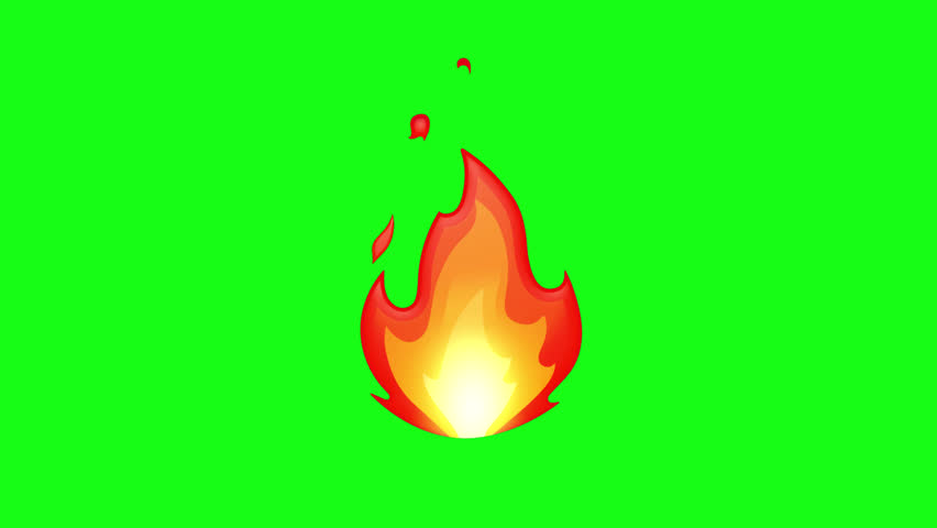 Fire Emoji Animated on a Green Background. 4K Loop Animation with Alpha Channel.