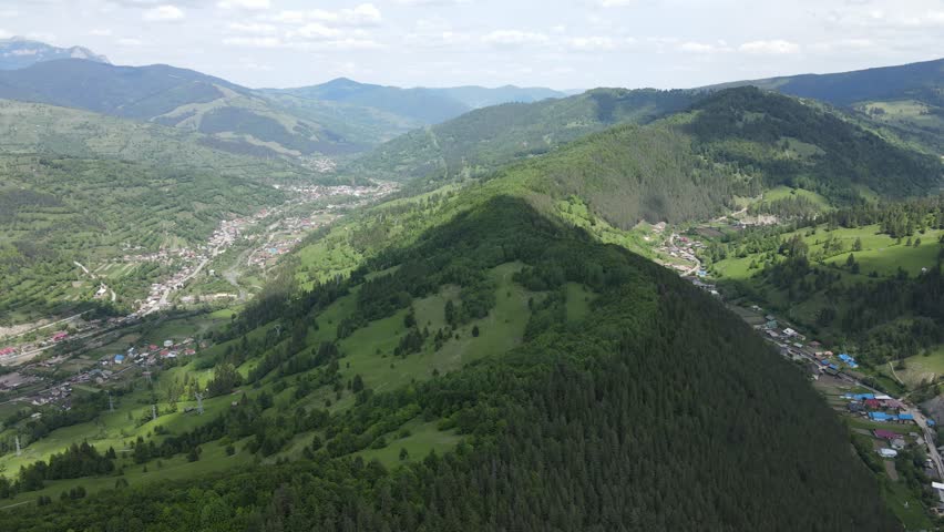 The Romanian mountains, part of the Carpathian mountain range.