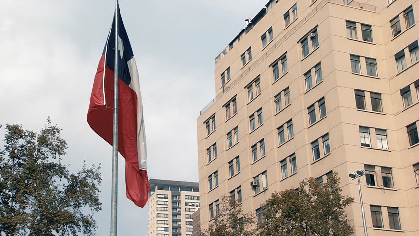 Chilean National Flag at the Center of Santiago, Chile - 4K