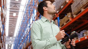 Animation of network of connections with people icons over caucasian man working in warehouse. Global shipping, connections, computing and data processing concept digitally generated video. - Powered by Shutterstock - Get 15% off with code: PIKWIZARD15