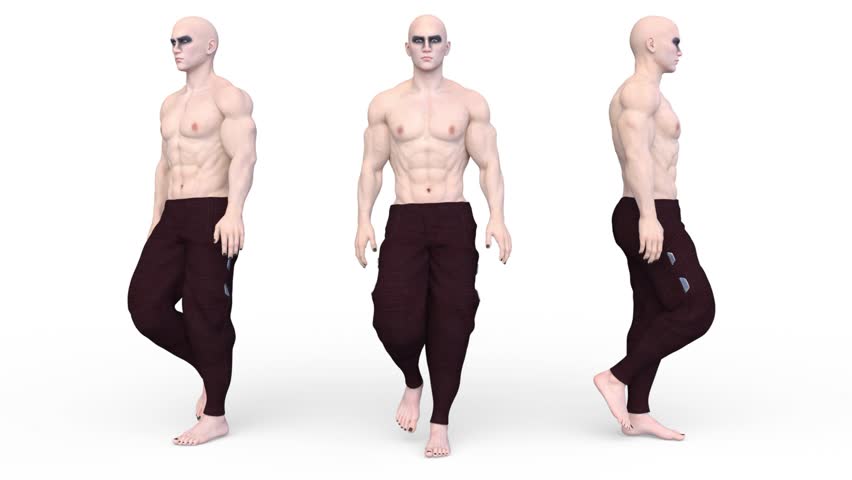 3D rendering of a walking martial artist