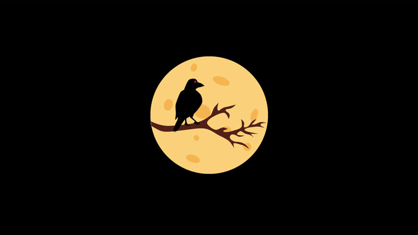 A mysterious flat-animated crow sticker, adding an eerie vibe to Halloween-themed projects.