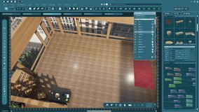 Assets being moved in 3D modeling program by architectural designer in rendered apartment for interior design project. CAD software interface used for making home floor plans and virtual furniture - Powered by Shutterstock - Get 15% off with code: PIKWIZARD15