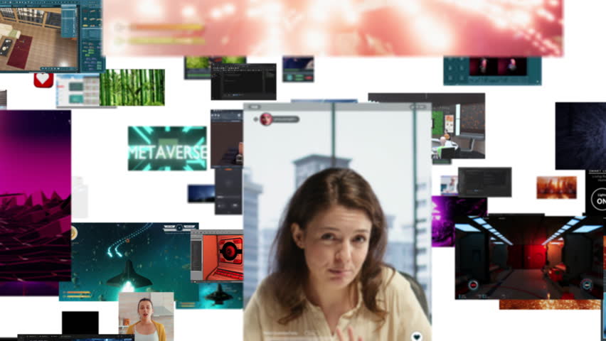 Collage of multimedia social media posts showing concept of internet trends created by influencers. Montage of social network viral videos done by content creators for their online communities