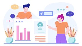 business team analyzing and discussing data charts graphs concepts of teamwork business analysis and modern technology solutions. illustration animated video - Powered by Shutterstock - Get 15% off with code: PIKWIZARD15