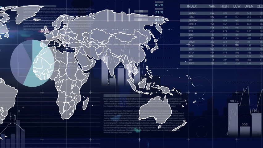 Animation of financial data processing over world map. Global finance, business, connections, computing and data processing concept digitally generated video. - Powered by Shutterstock - Get 15% off with code: PIKWIZARD15