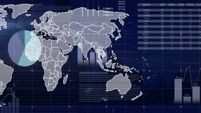 Animation of financial data processing over world map. Global finance, business, connections, computing and data processing concept digitally generated video. - Powered by Shutterstock - Get 15% off with code: PIKWIZARD15
