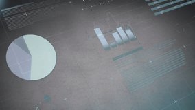 Animation of charts and graphs processing data on interface with grey background. Connection, data, processing, digital interface, business and communication, digitally generated video. - Powered by Shutterstock - Get 15% off with code: PIKWIZARD15