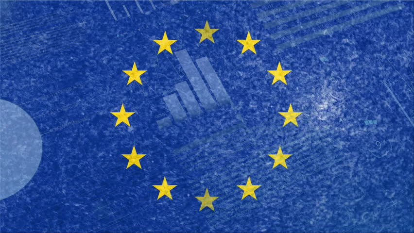 Animation of financial data processing over flag of european union. European finance, business, connections, computing and data processing concept digitally generated video. - Powered by Shutterstock - Get 15% off with code: PIKWIZARD15