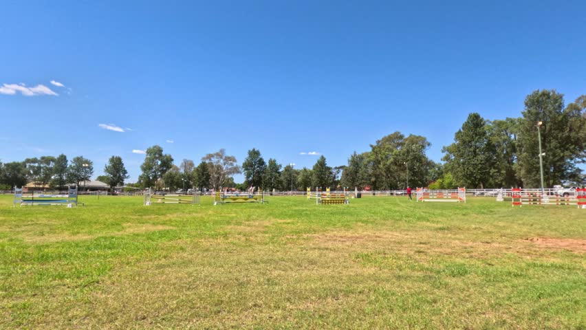 Horse and rider in open grassy field