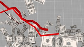 Animation of financial data processing with red lines over american dollar bills. Global finance, business, connections, computing and data processing concept digitally generated video. - Powered by Shutterstock - Get 15% off with code: PIKWIZARD15