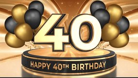 40 years, 40th birthday loop, looped video background, backdrop in 3D Gold with balloons
 - Powered by Shutterstock - Get 15% off with code: PIKWIZARD15