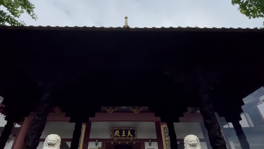 Chinese Buddhist Temple Avalokitesvara Temple incense burner, the inscription on the plaque translated: "Tianwang Hall and Avalokitesvara Temple".