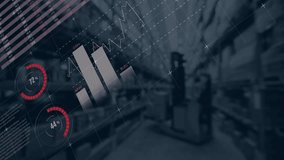 Animation of financial data processing over warehouse. Global finance, business, connections, computing and data processing concept digitally generated video. - Powered by Shutterstock - Get 15% off with code: PIKWIZARD15