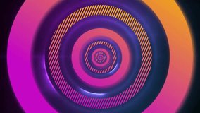 Animation of pink and orange concentric data loading rings processing over purple lights. Connection, data, processing, digital interface and communication, digitally generated video. - Powered by Shutterstock - Get 15% off with code: PIKWIZARD15