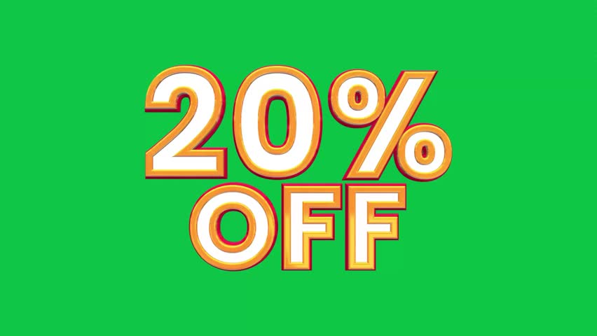 4K 3D Text Rotating Animation, 20% OFF Promotional Motion Graphics for sell.