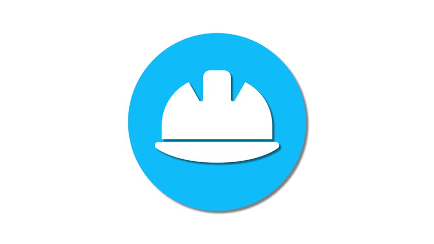 Helmet constriction hard hat icon on white background. Helmet safety logo animation.