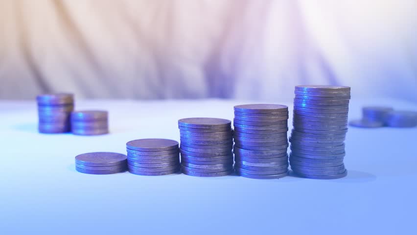 Graphic financial interest rate and business investment growth. Bar graph of rising profit. Save money for prepare in the future