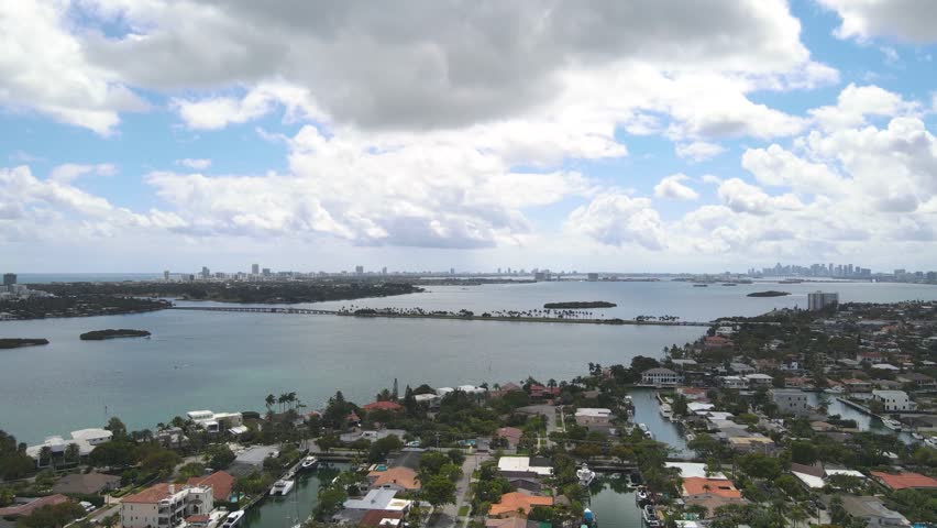 Drone Video Footage of Neighborhoods, lakes, beach and coast of North Miami Beach Florida USA