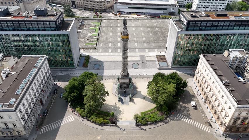 Aerial view of the Congress Column in Brussels, Belgium
