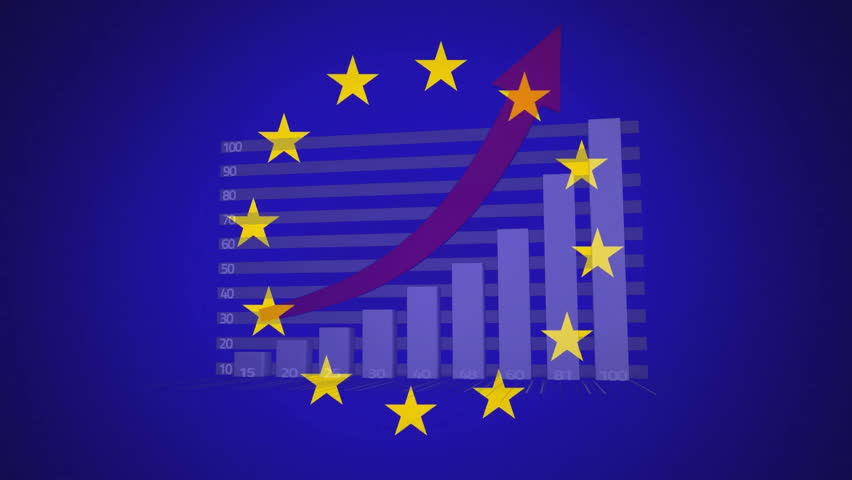 Animation of financial data processing over flag of european union. Global finance, business, connections, computing and data processing concept digitally generated video. - Powered by Shutterstock - Get 15% off with code: PIKWIZARD15