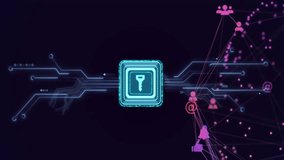 Animation of network of connections and globe with key icon. Global connections, computing and data processing concept digitally generated video. - Powered by Shutterstock - Get 15% off with code: PIKWIZARD15