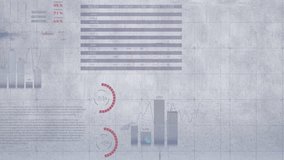 Animation of financial data processing over grey background. Global finance, business, connections, computing and data processing concept digitally generated video. - Powered by Shutterstock - Get 15% off with code: PIKWIZARD15