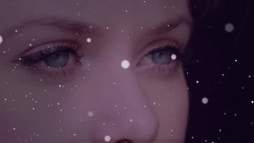 Animation of spots of light over caucasian woman face. Global connections, computing and data processing concept digitally generated video. - Powered by Shutterstock - Get 15% off with code: PIKWIZARD15