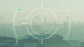 Animation of scope scanning and data processing over cityscape. Global finance, business, connections, computing and data processing concept digitally generated video. - Powered by Shutterstock - Get 15% off with code: PIKWIZARD15
